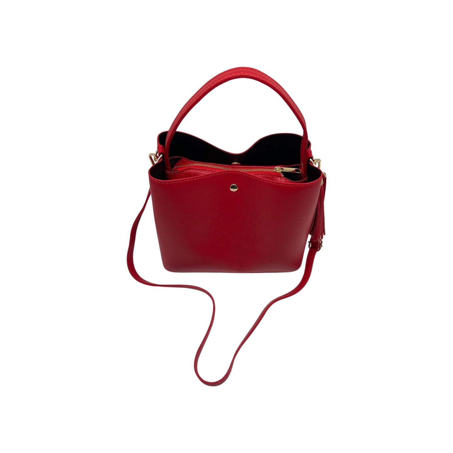 ELOISE G GRAIN LEATHER BUCKET BAG RED