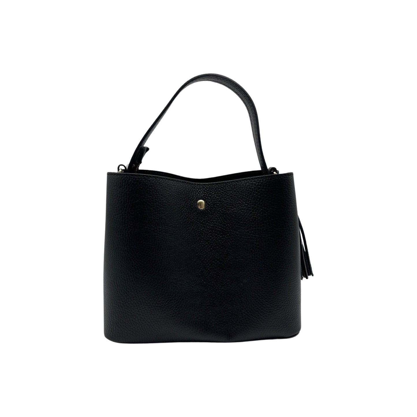 ELOISE G GRAIN LEATHER BUCKET BAG BLACK