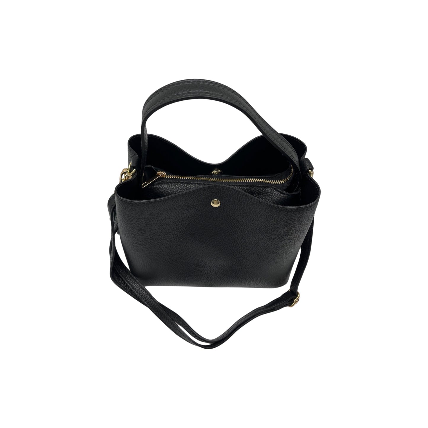 ELOISE G GRAIN LEATHER BUCKET BAG BLACK