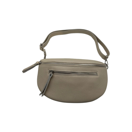 BELT BAG 2 ZIPPERS GRAINED LEATHER 30CM BEIGE