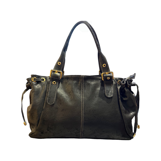 SAC CUIR BROSSE LACET LARGE