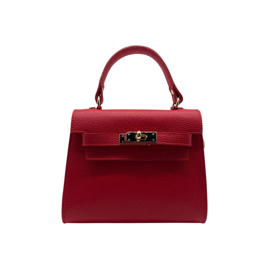 SAC PORTE MAIN CUIR GRAINE MARA ROUGE