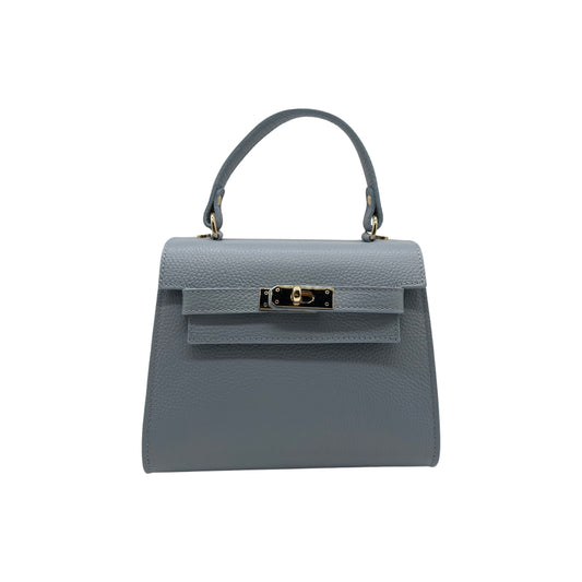 SAC PORTE MAIN CUIR GRAINE MARA BLEU CIEL