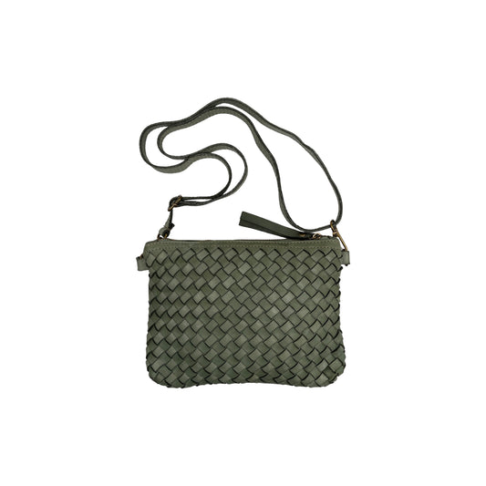 WASHED SARAS GREEN LEATHER BAG 