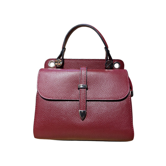 LAURAY GRAINED LEATHER HAND BAG RED