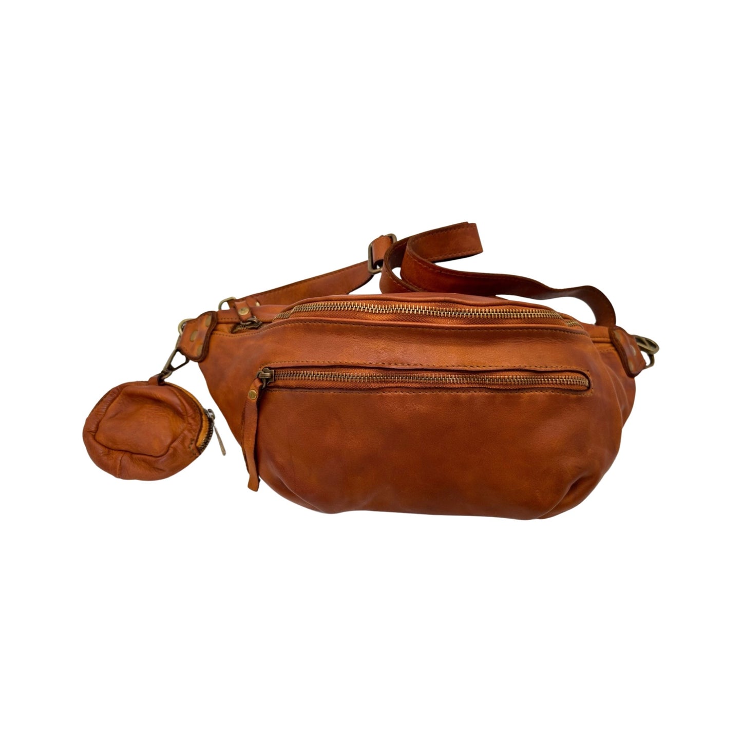 SAC BANANE CUIR WASHED GIULIA CAMEL