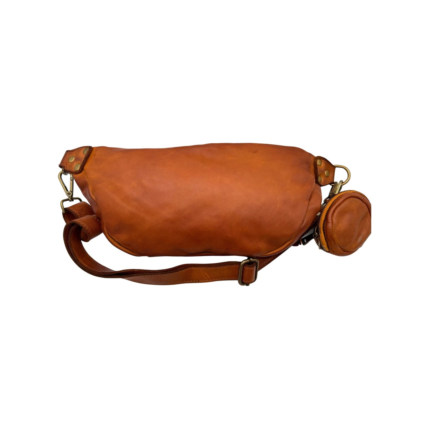 SAC BANANE CUIR WASHED GIULIA CAMEL