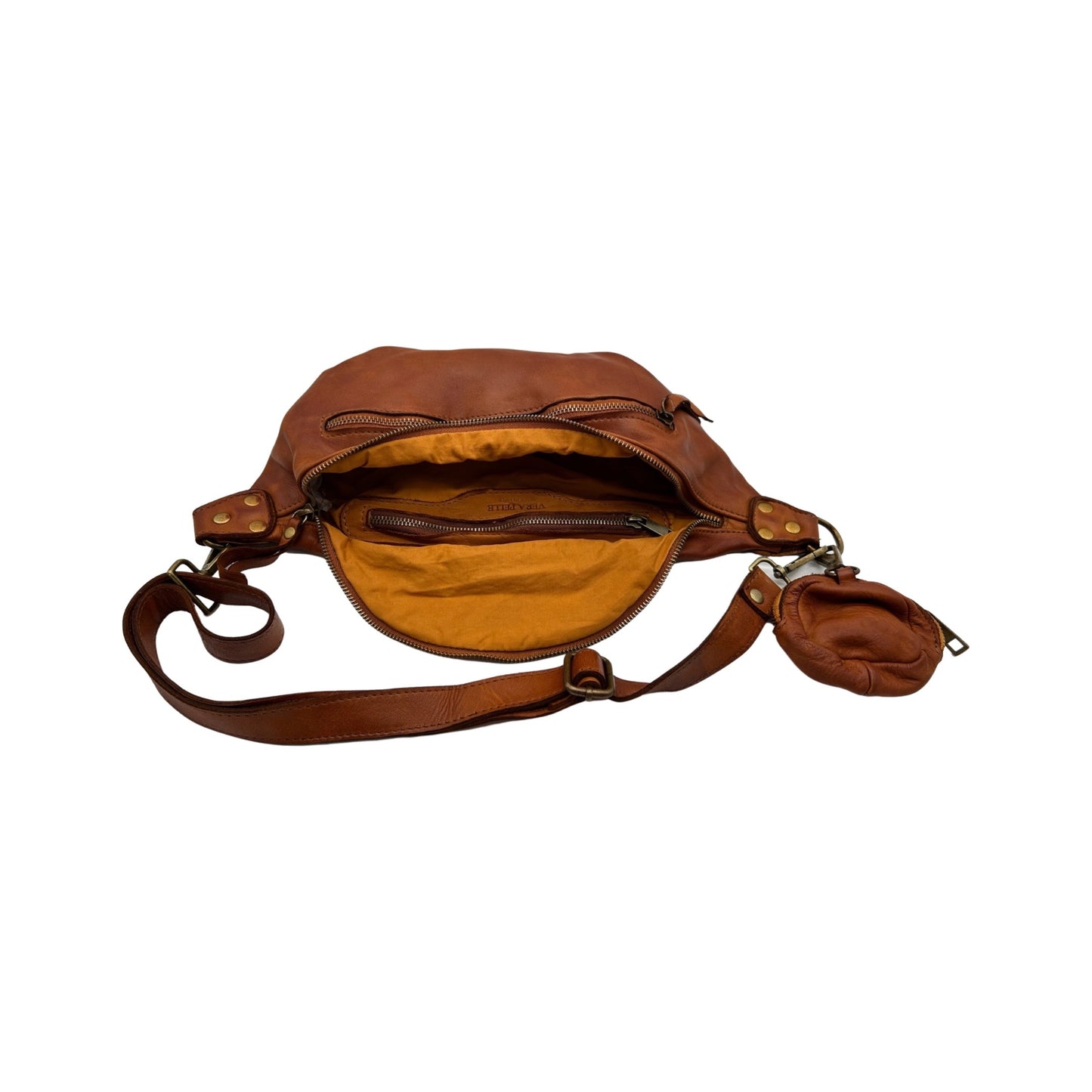 SAC BANANE CUIR WASHED GIULIA CAMEL