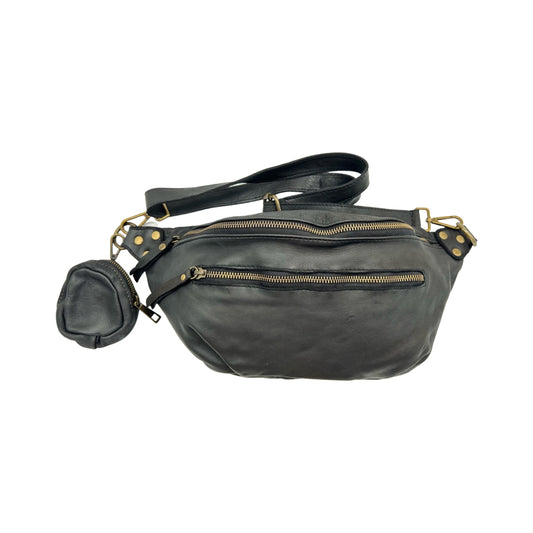 SAC BANANE CUIR WASHED GIULIA NOIR