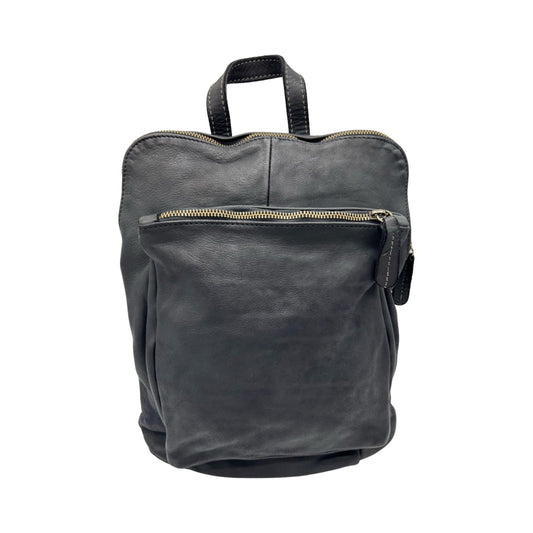 LORENZA BLACK WASHED LEATHER BACKPACK