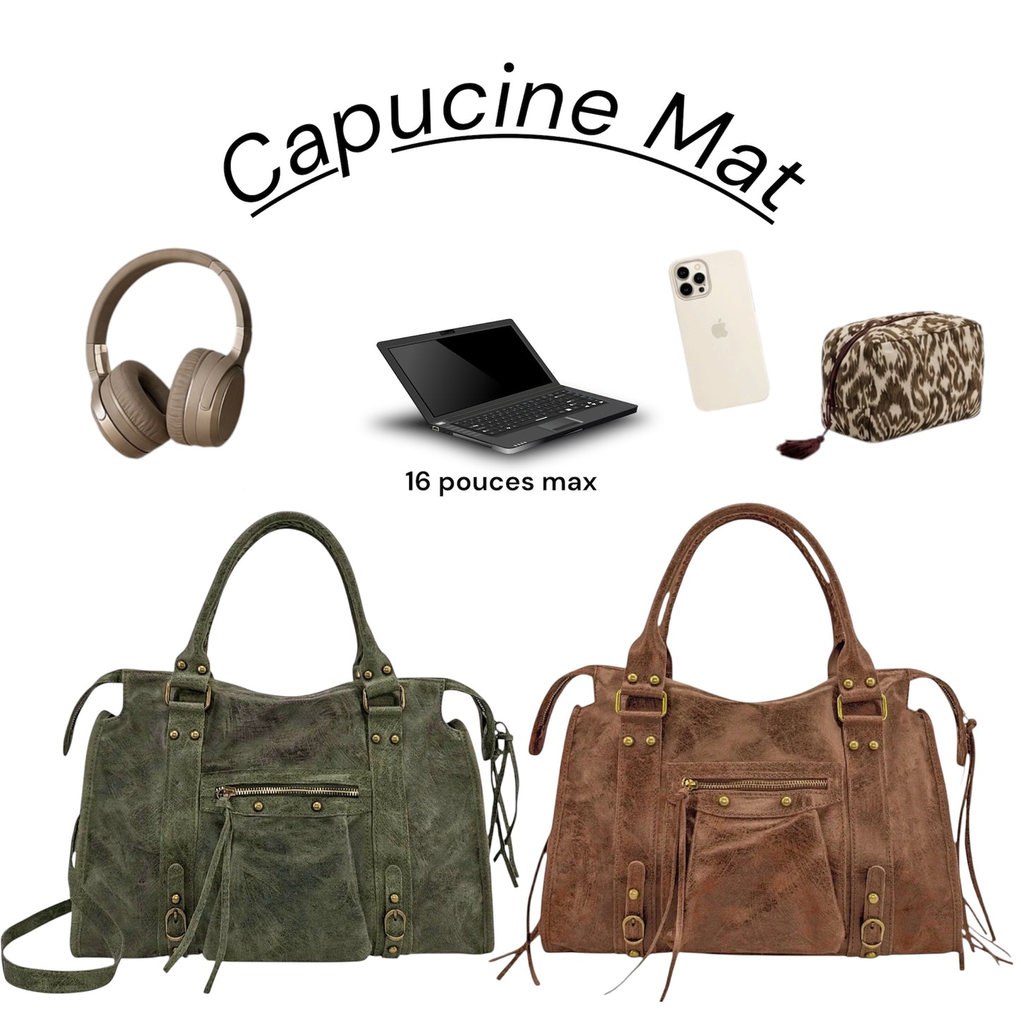SAC CUIR MATE CAPUCINE L