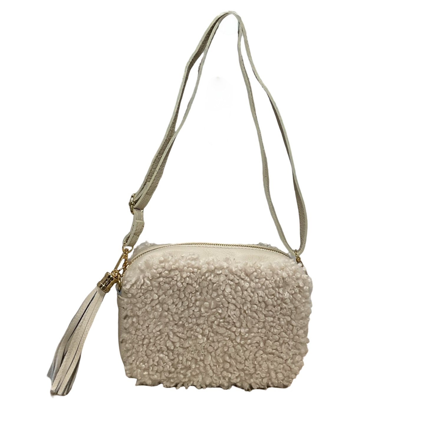SAC POCHETTE TEDDY GARNI CUIR MOUMOUTE