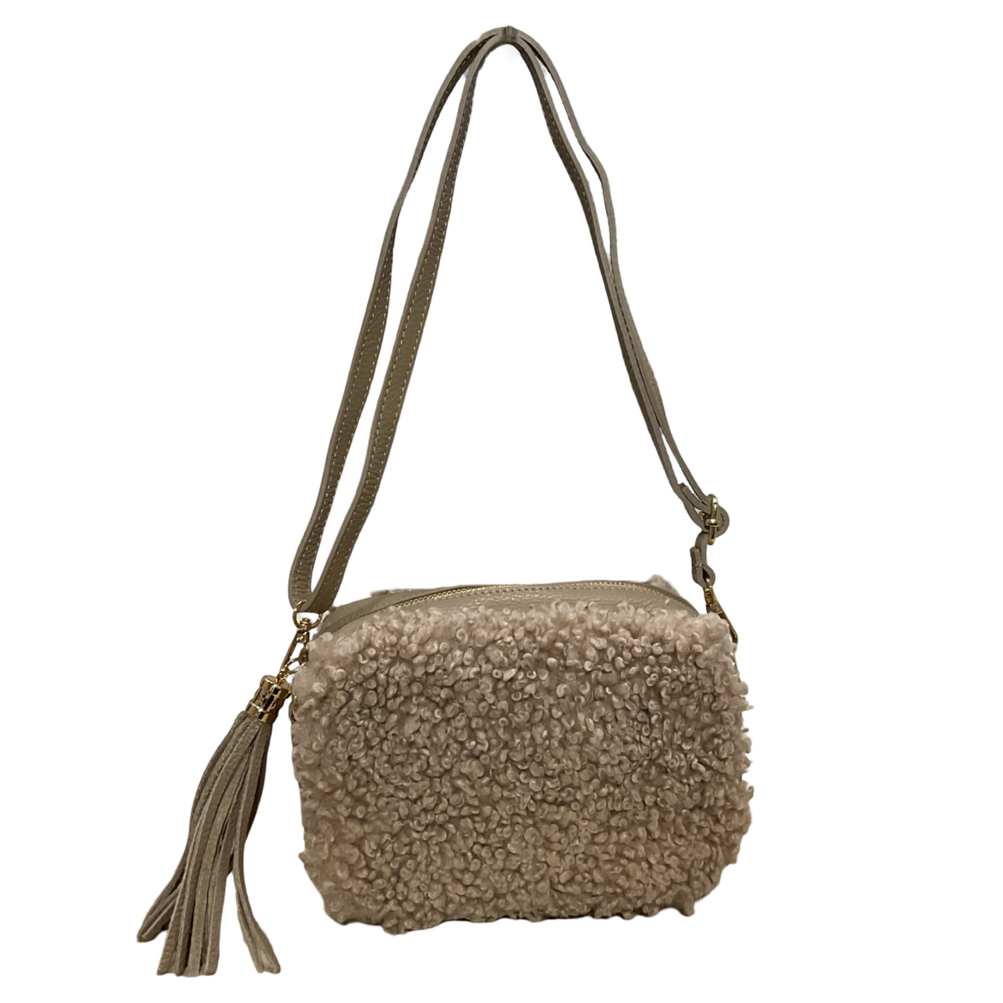 SAC POCHETTE TEDDY GARNI CUIR MOUMOUTE