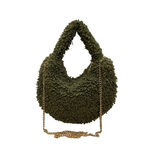 SAC DEMI LUNE MOUMOUTE GARNI CUIR TEDDY