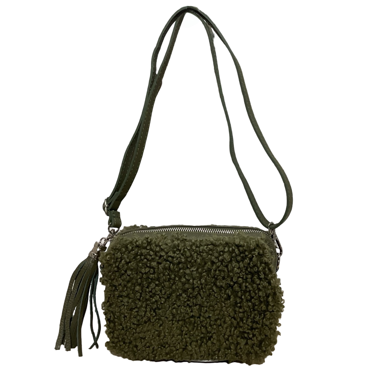 SAC POCHETTE TEDDY GARNI CUIR MOUMOUTE