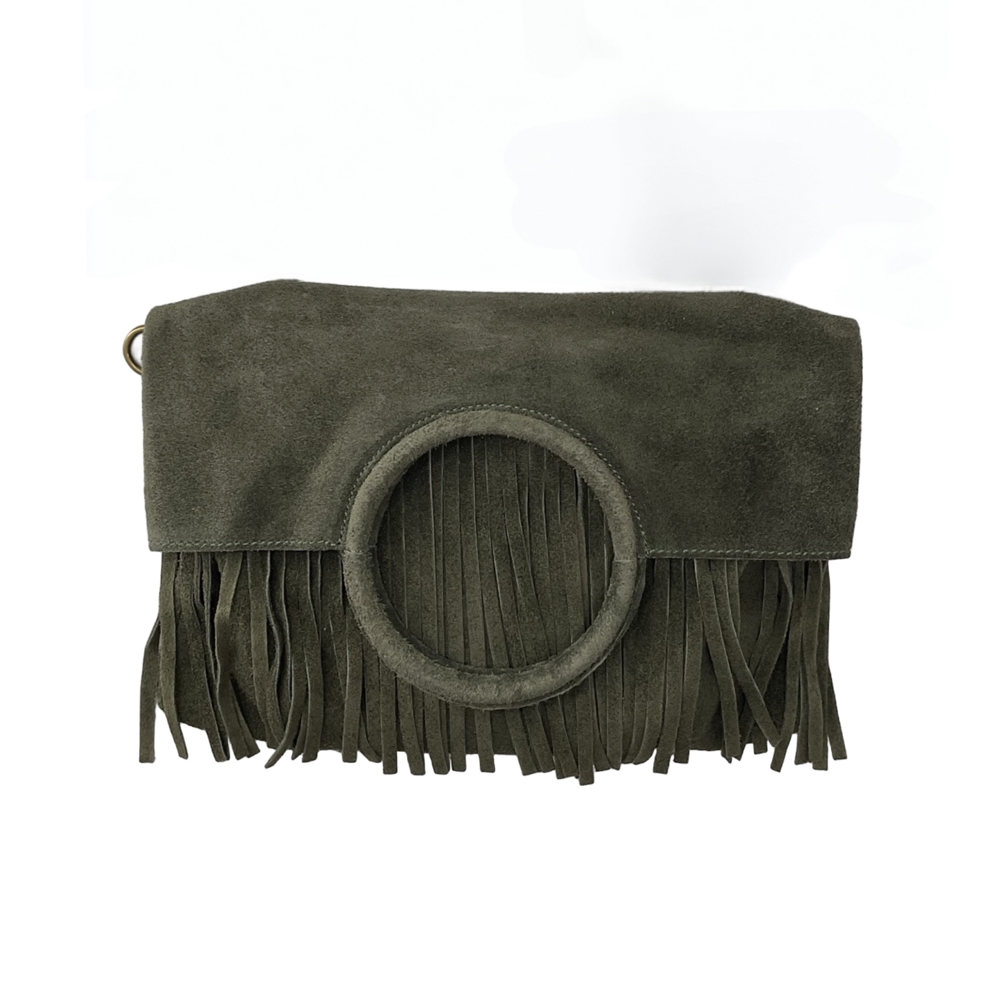 SAC CUIR SUEDE FRANGE POIGNAT