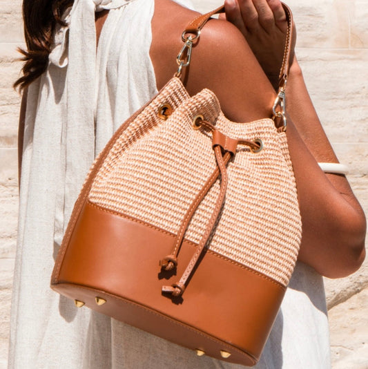 SAC A MAIN BOURSE CUIR RAPHIA GABI
