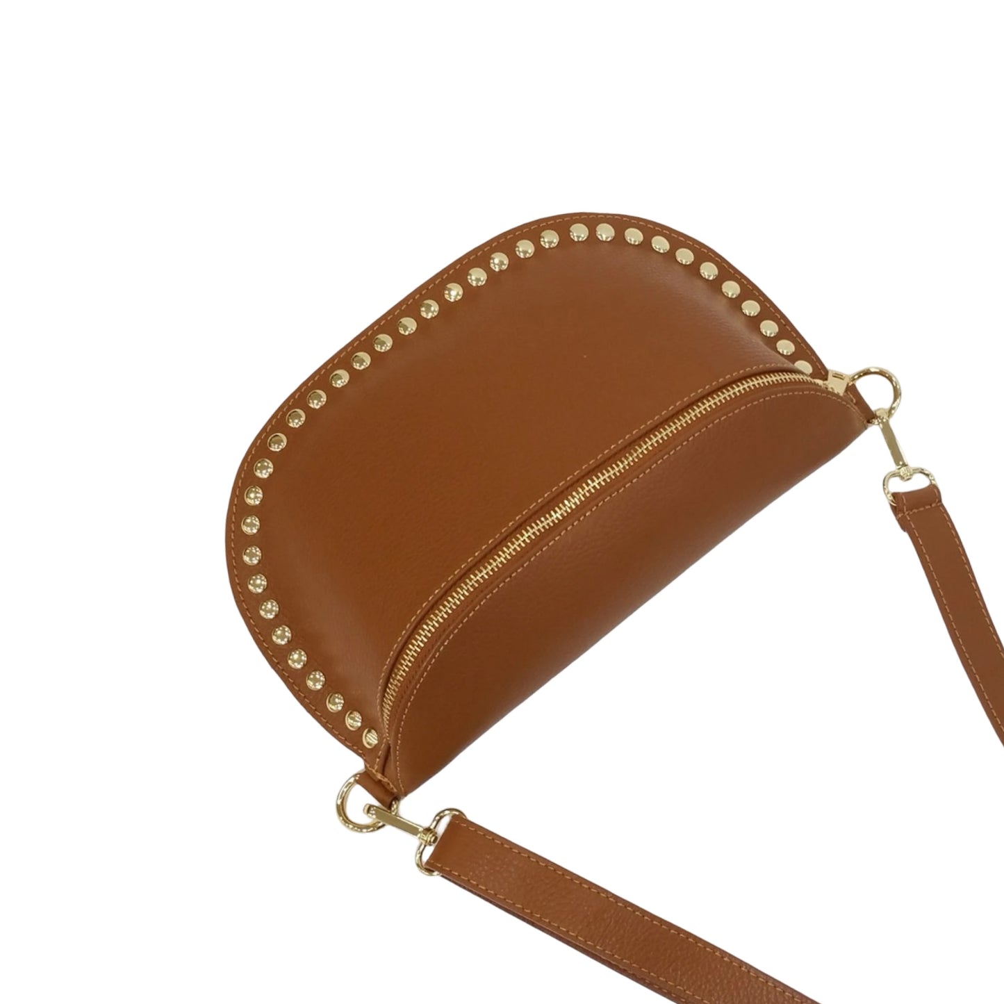 Sac Banane en Cuir Grainé Clouté 26cm