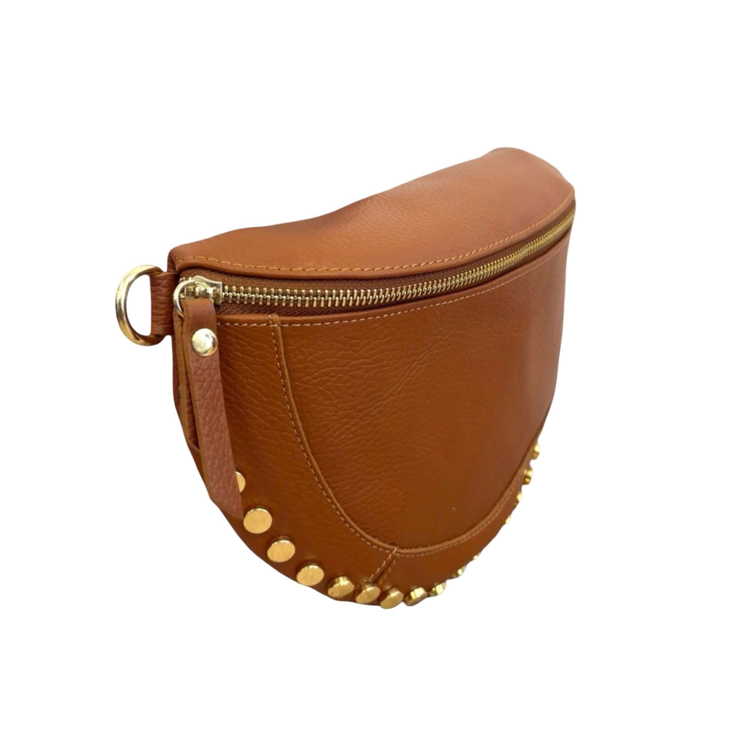 Sac Banane en Cuir Grainé Clouté 26cm