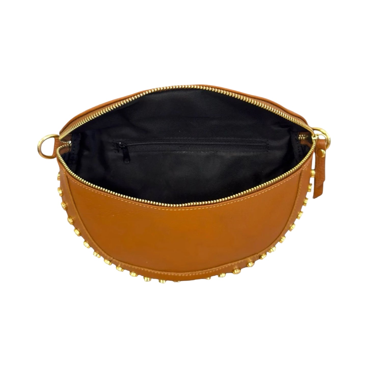 Sac Banane en Cuir Grainé Clouté 26cm