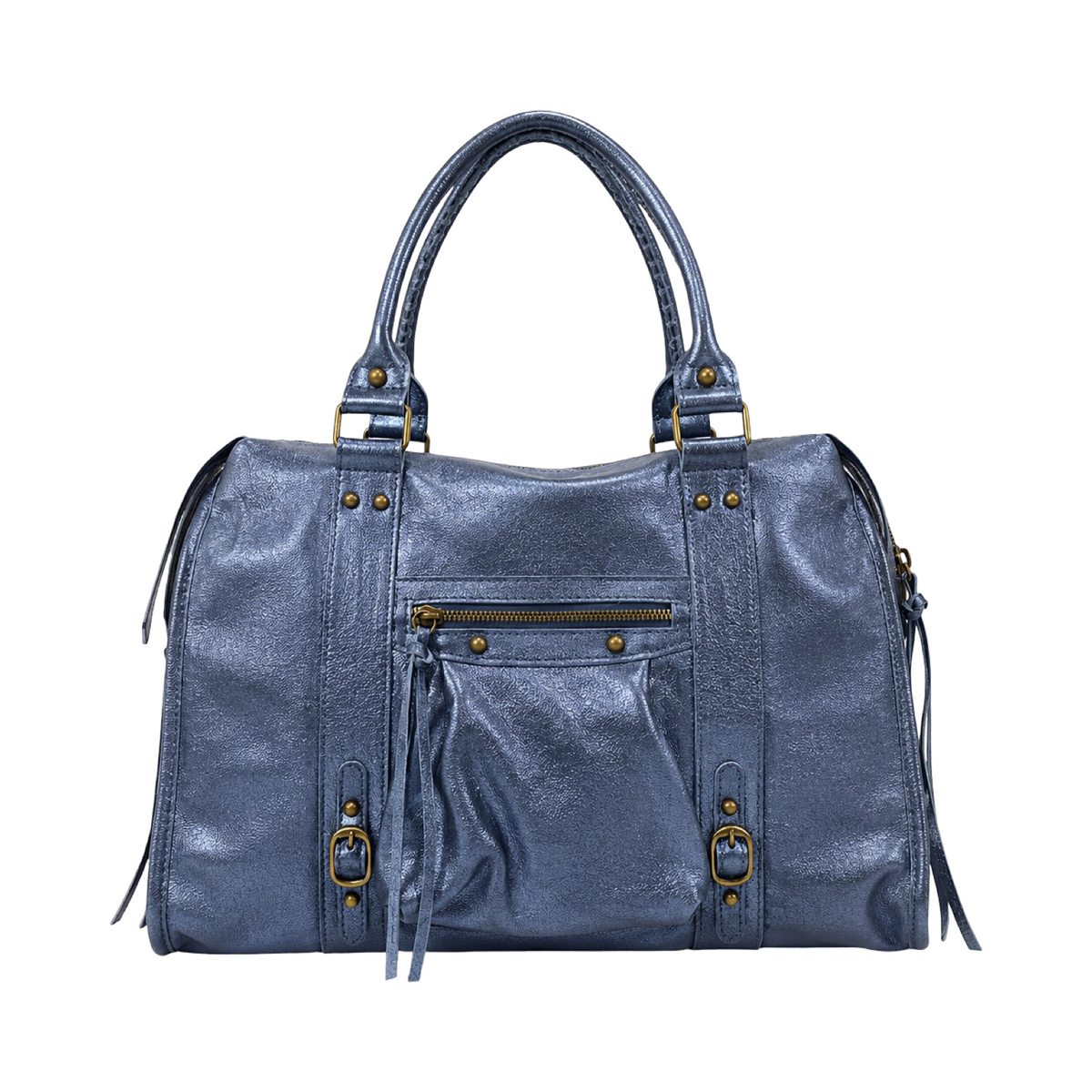 Sac en cuir irisé de couleur bleu et de taille L. Peut contenir un ordinateur max 16 pouces.