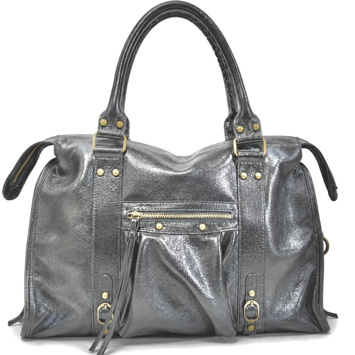 Sac en cuir irisé de couleur noir et de taille L. Peut contenir un ordinateur max 16 pouces.
