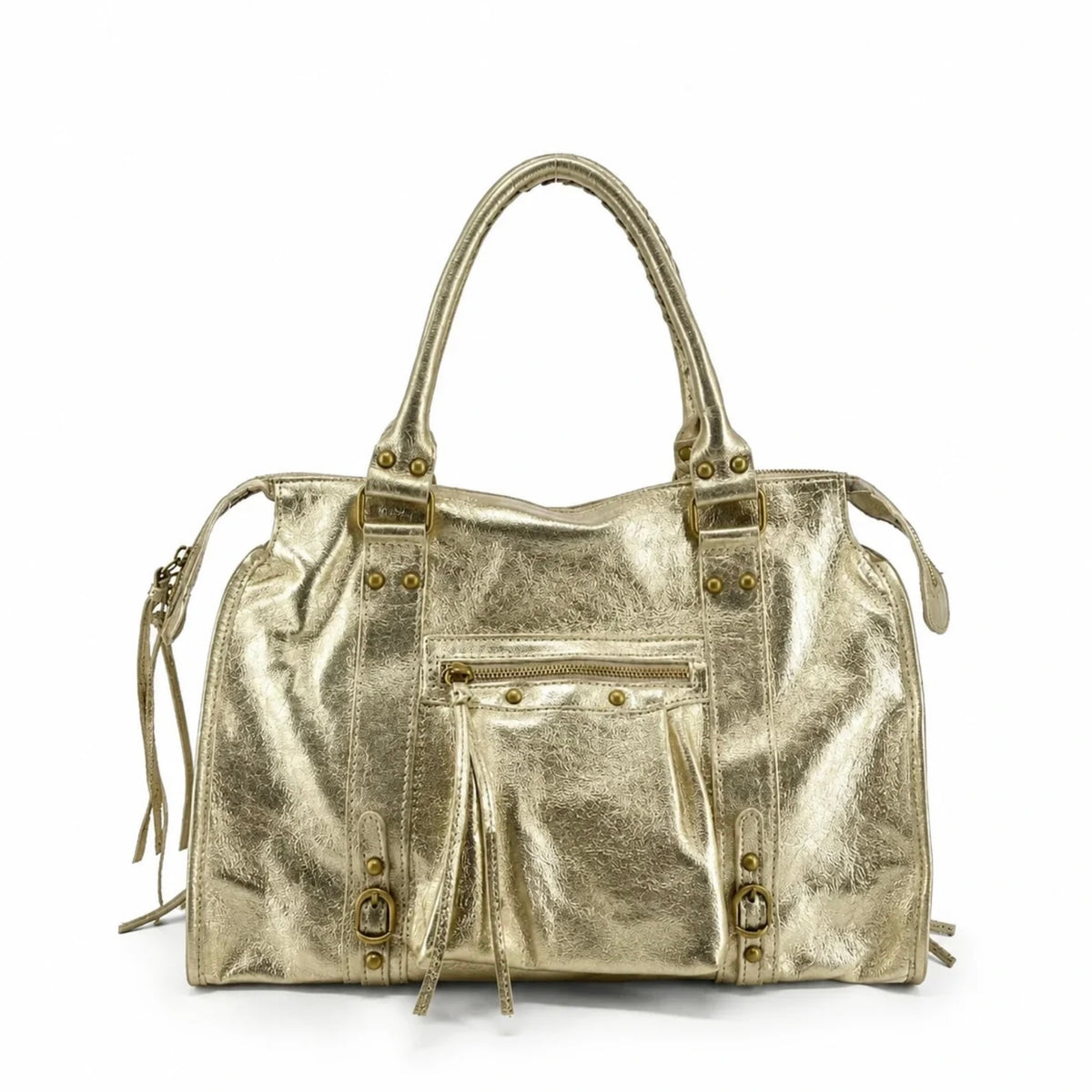Sac en cuir irisé de couleur noir et de taille L. Peut contenir un ordinateur max 16 pouces.
