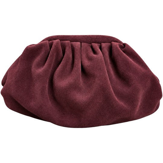 Sac Bourse Plissé en Cuir Suède Chainette