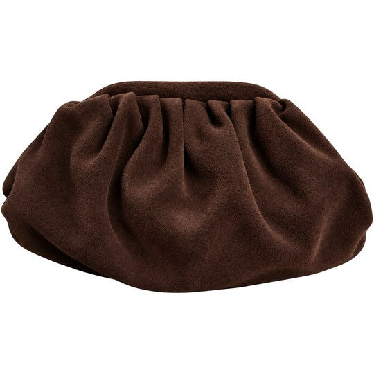 Sac Bourse Plissé en Cuir Suède Chainette