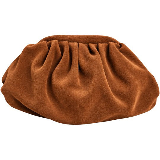 Sac Bourse Plissé en Cuir Suède Chainette