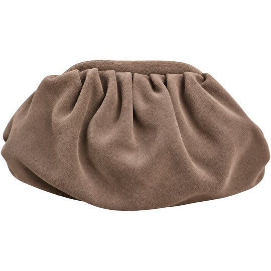 Sac Bourse Plissé en Cuir Suède Chainette