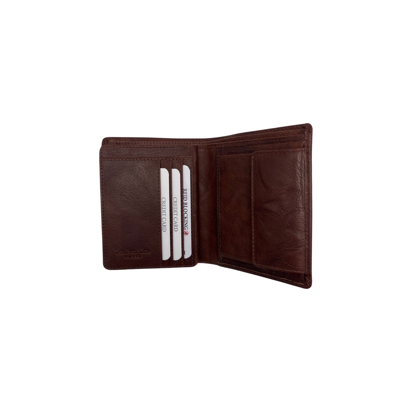 PORTE FEUILLE CUIR SAUVAGE LAURENT MARRON